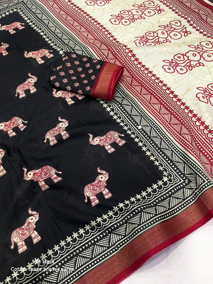 Tusk Truth Story Cotton Crepe Saree