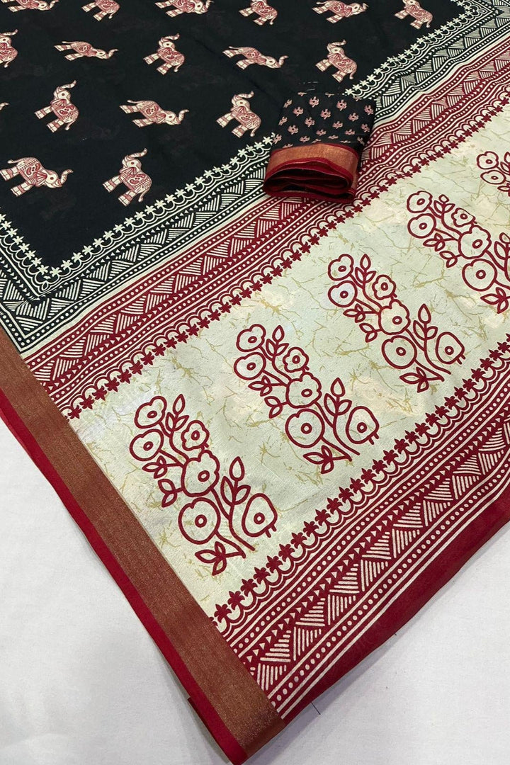 Tusk Truth Story Cotton Crepe Saree