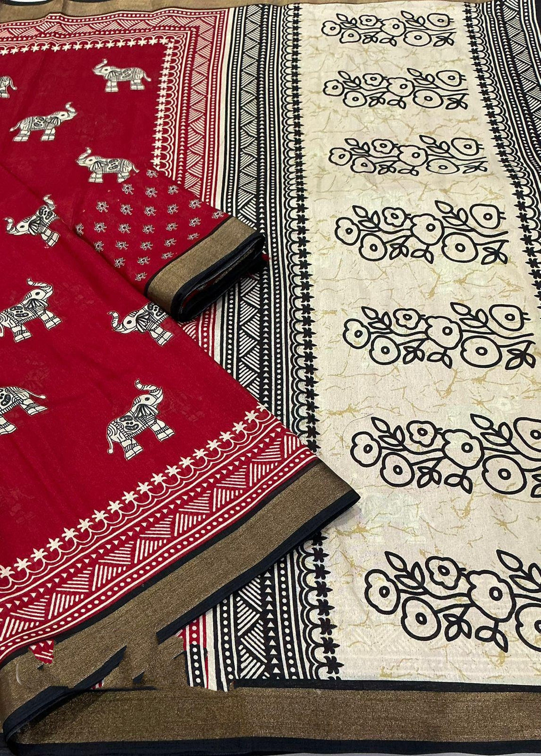Tusk Truth Story Cotton Crepe Saree