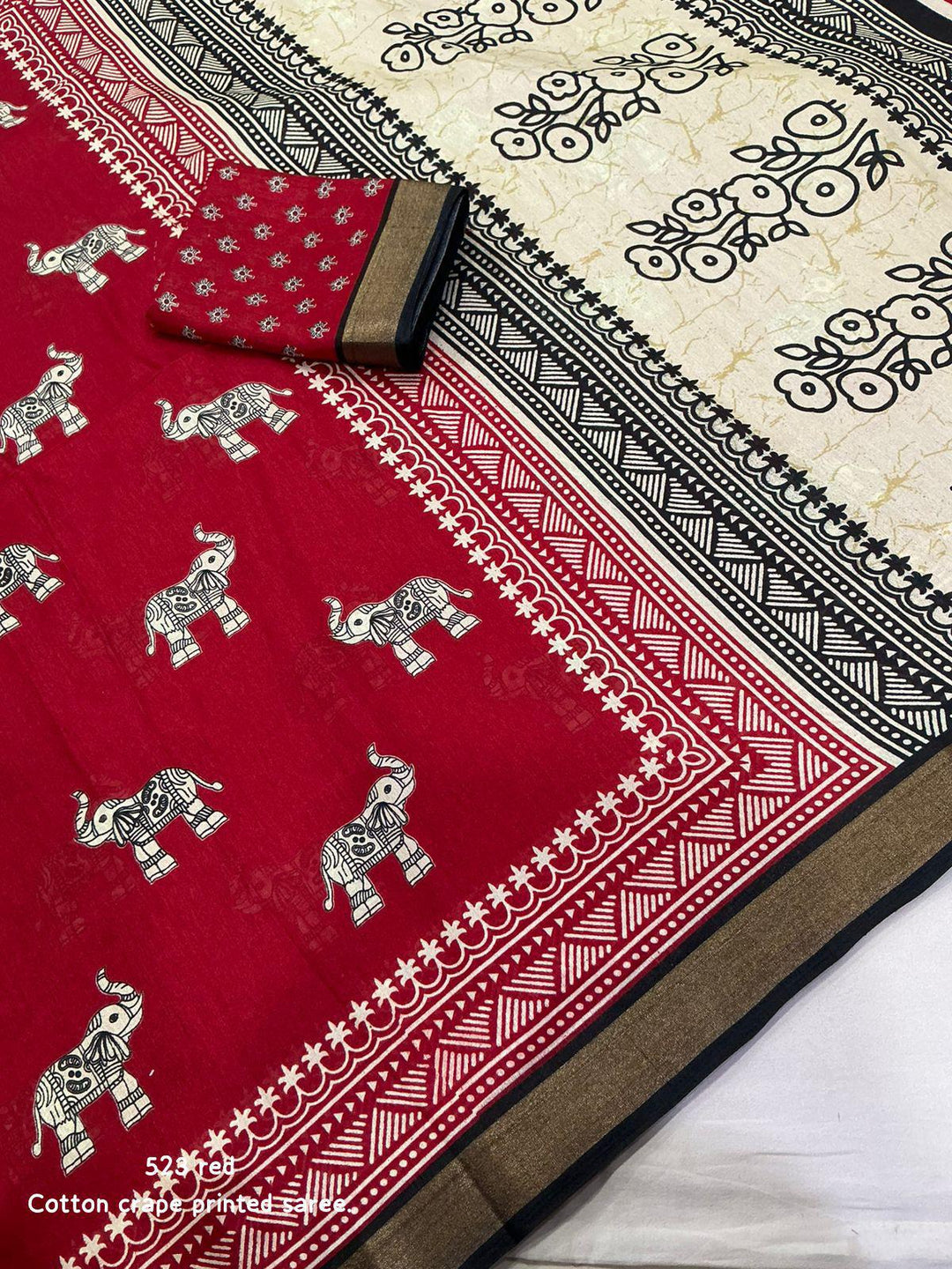 Tusk Truth Story Cotton Crepe Saree