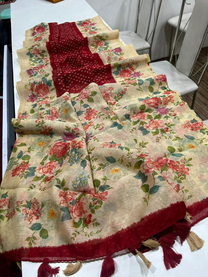 Begum Blush Fancy Linen Saree