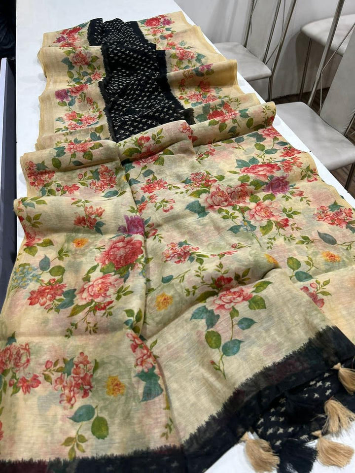Begum Blush Fancy Linen Saree