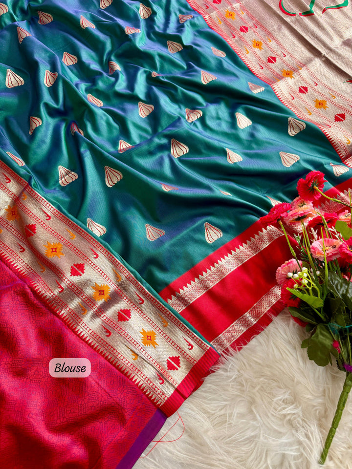 Ganpati Bappa Inspired Paithani Silk Saree