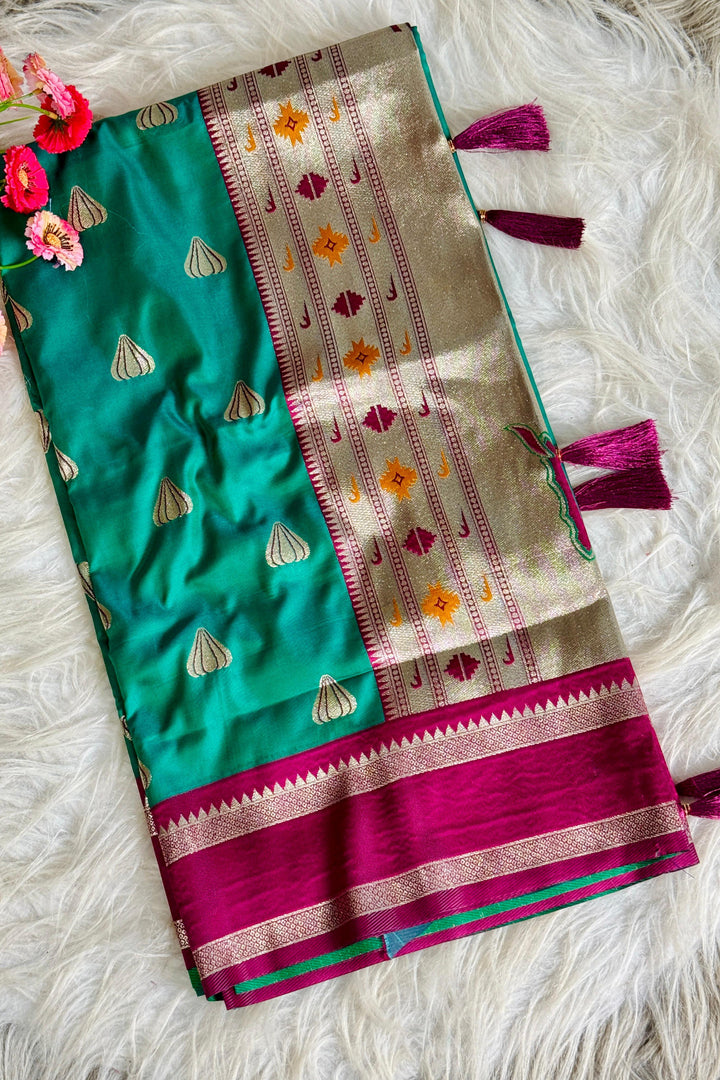 Ganpati Bappa Inspired Paithani Silk Saree