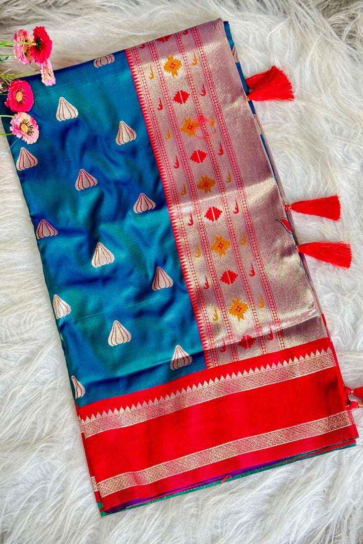 Ganpati Bappa Inspired Paithani Silk Saree