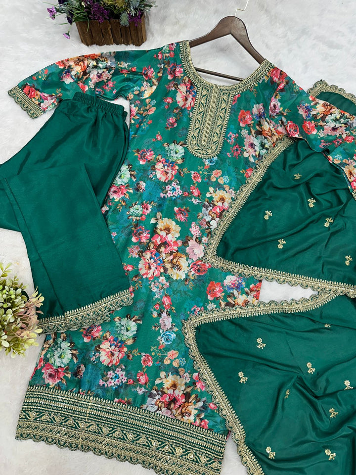 Retro Vibe Chinnon Silk Kurti Set