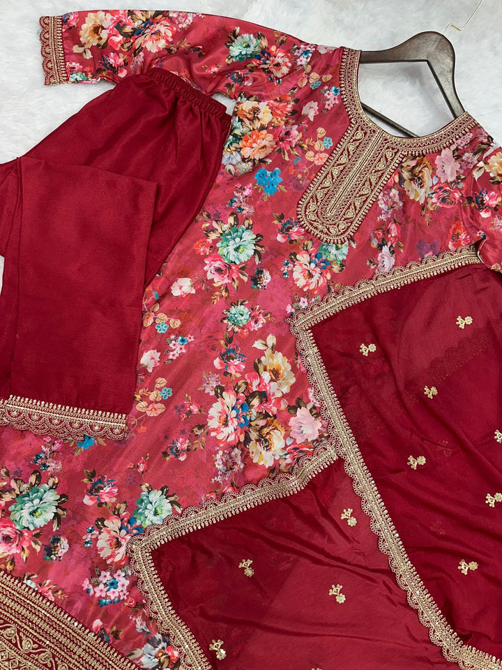 Retro Vibe Chinnon Silk Kurti Set