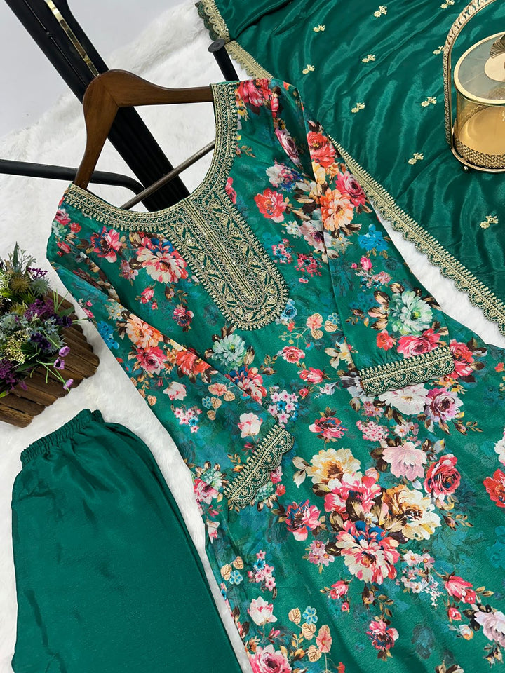 Retro Vibe Chinnon Silk Kurti Set