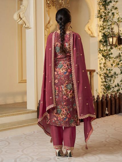 Retro Vibe Chinnon Silk Kurti Set