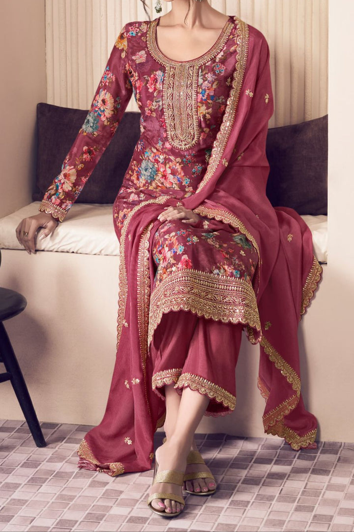 Retro Vibe Chinnon Silk Kurti Set