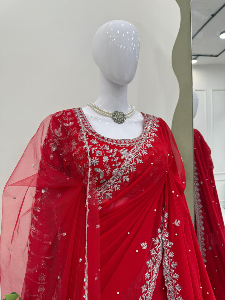 Timeless Stories Georgette Silk Saree [ Dupatta With Unstitched Blouse]