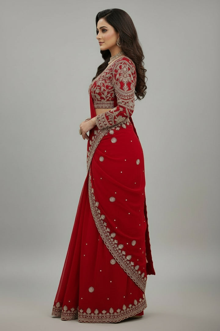 Timeless Stories Georgette Silk Saree [ Dupatta With Unstitched Blouse]