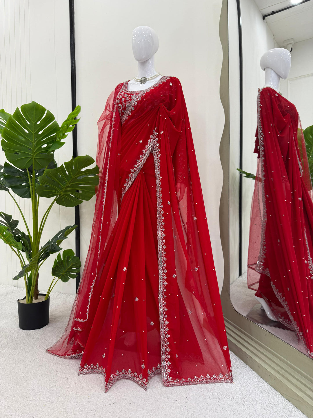 Timeless Stories Georgette Silk Saree [ Dupatta With Unstitched Blouse]