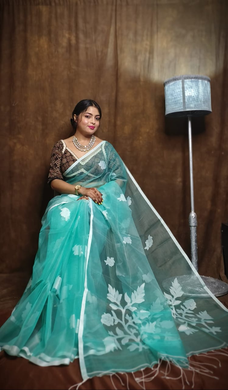 Rose Radiance Muslin Banarasi Saree