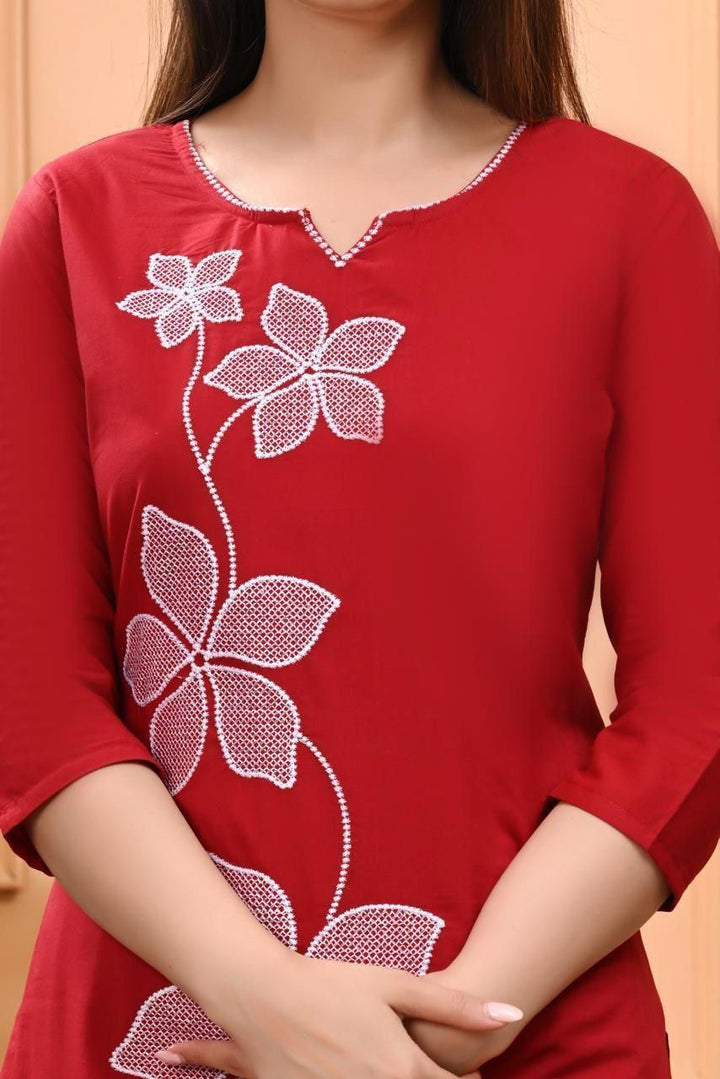 Crimson Charm Cotton Coord Set