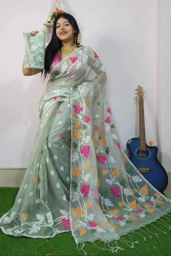 Moner Rong Dhakai Jamdani Saree