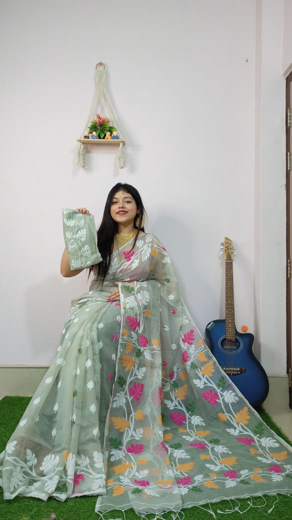 Moner Rong Dhakai Jamdani Saree