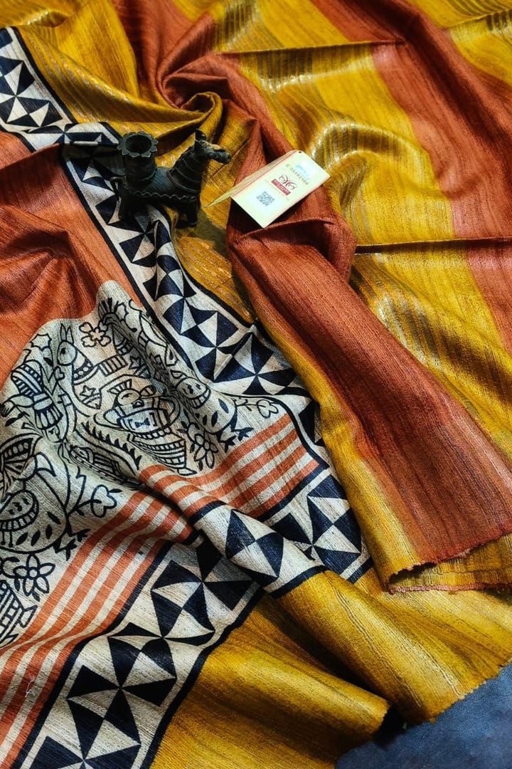 Golden Wand Ghicha Tussar Silk Saree
