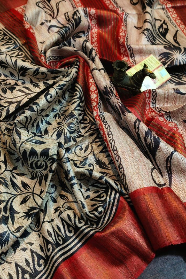 Golden Wand Ghicha Tussar Silk Saree