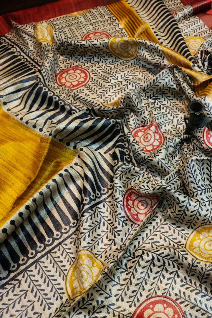Golden Wand Ghicha Tussar Silk Saree