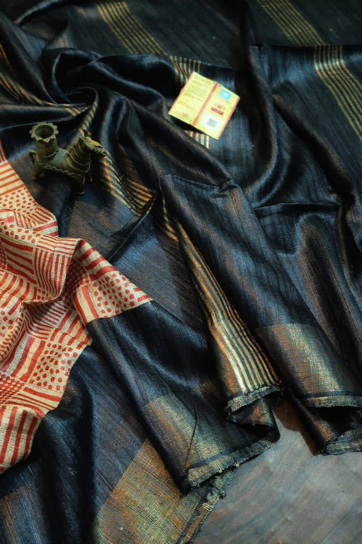 Golden Wand Ghicha Tussar Silk Saree
