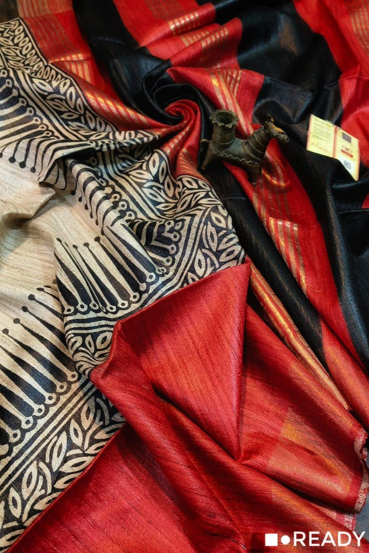 Golden Wand Ghicha Tussar Silk Saree