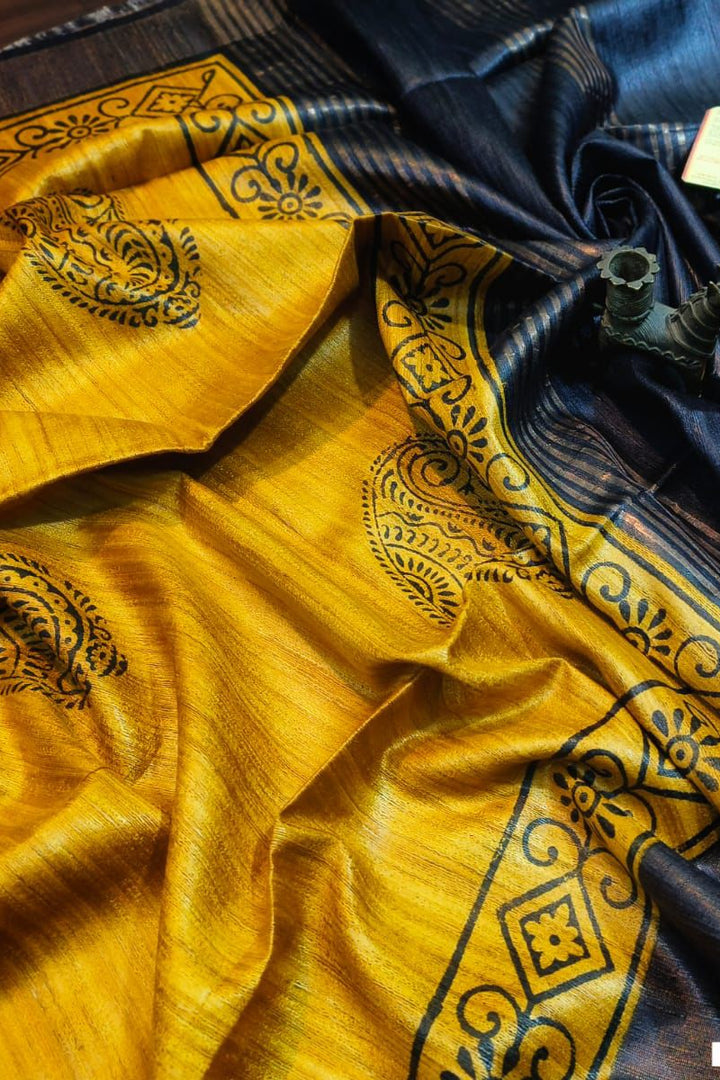Golden Wand Ghicha Tussar Silk Saree