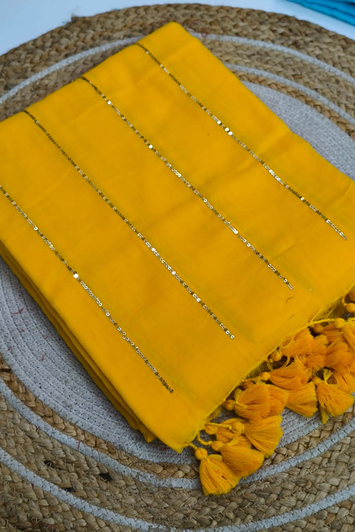 Neel Diganta Mul Cotton Yellow Saree