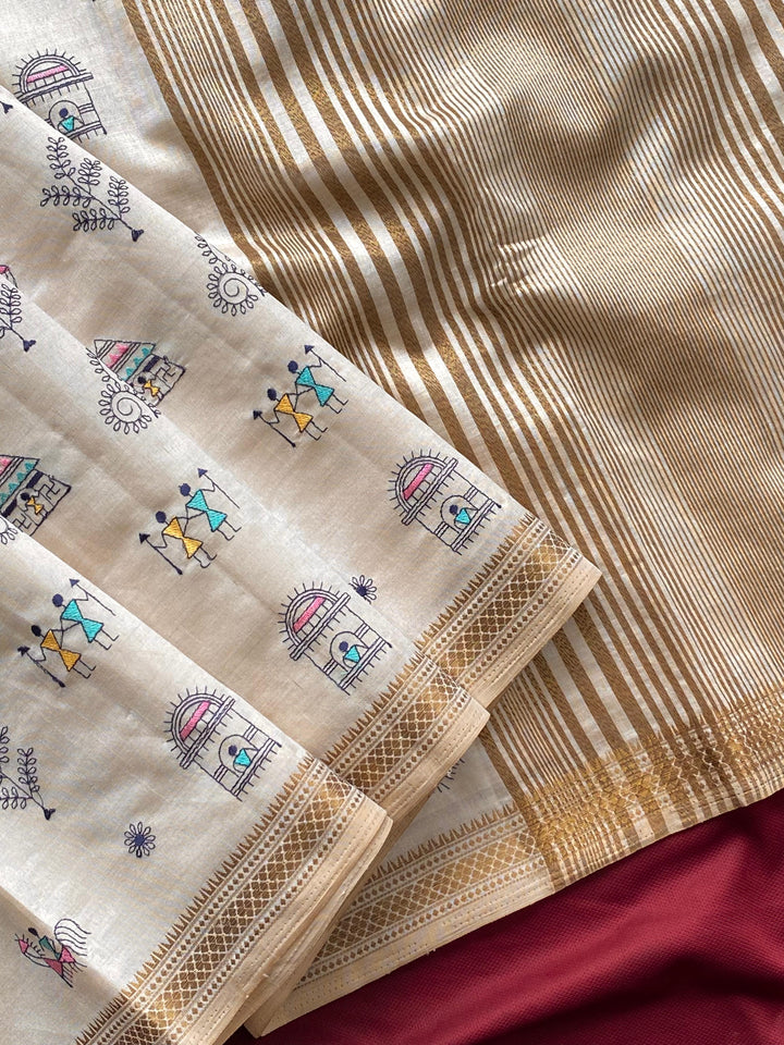 Light of the horizon Tussar Silk Saree