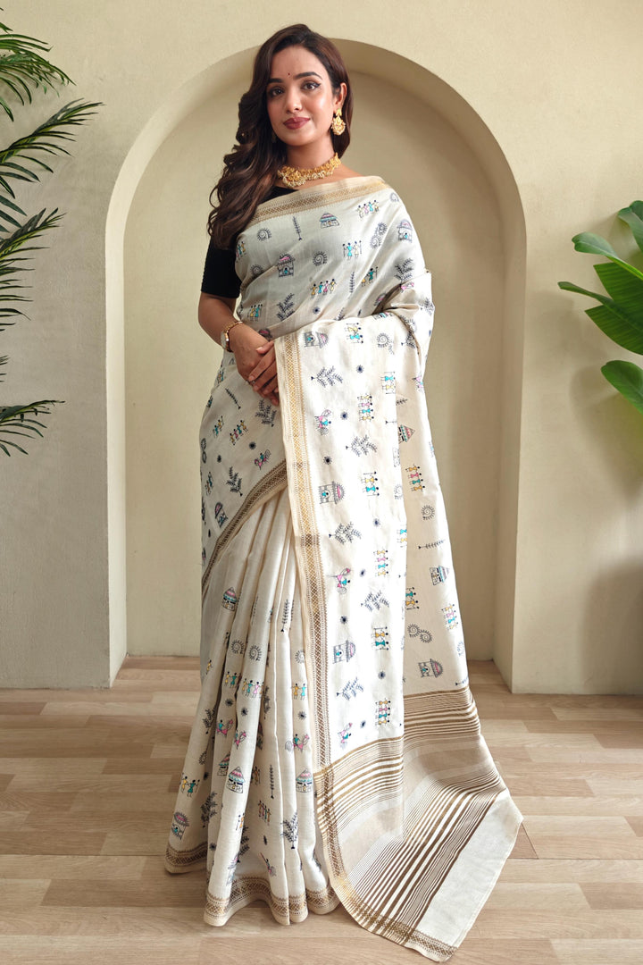 Light of the horizon Tussar Silk Saree
