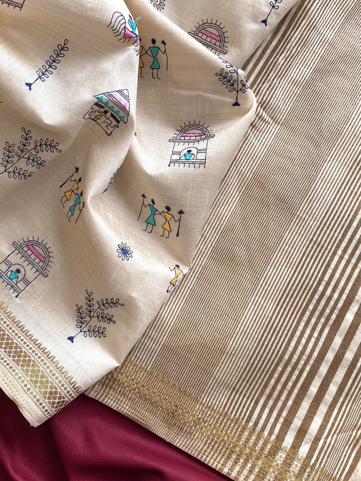 Light of the horizon Tussar Silk Saree