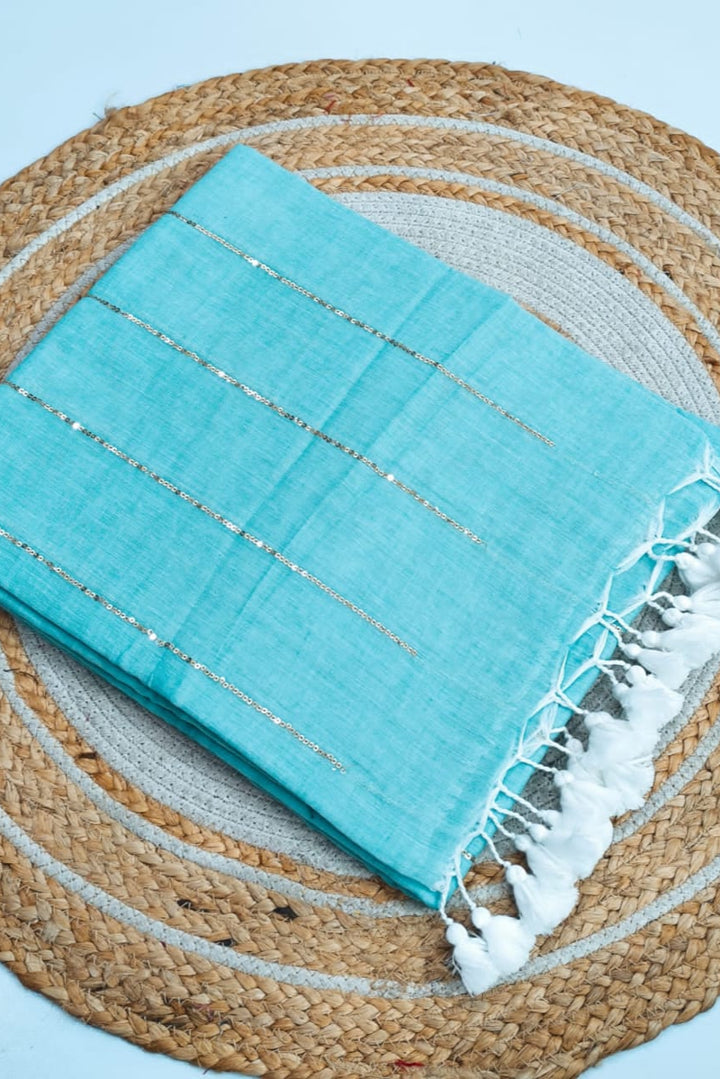 Neel Diganta Mul Cotton Blue Saree
