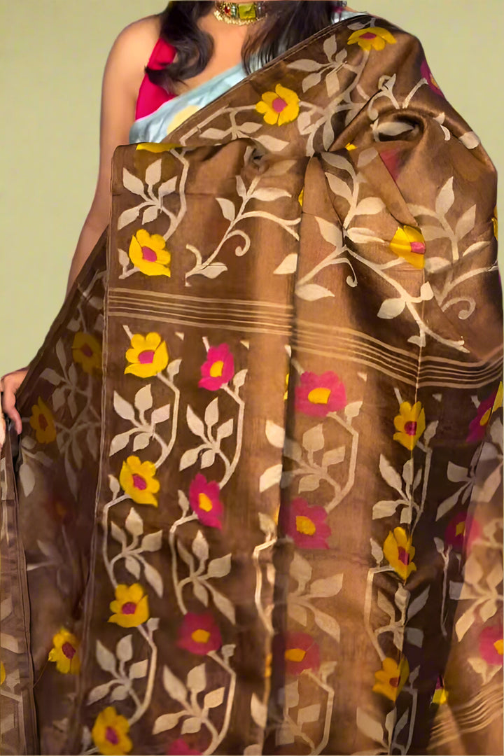 Durer Alo Gacchi Tussar Jamdani Saree