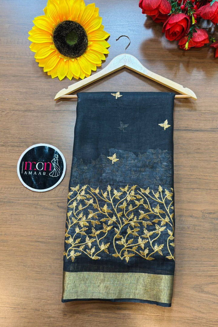 Forever Black - Pure Linen Saree