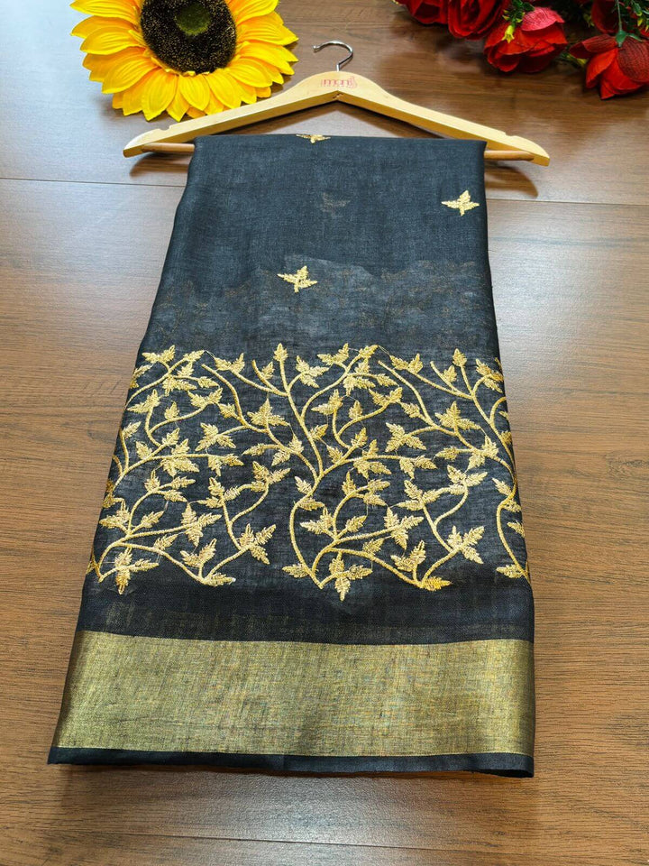 Forever Black - Pure Linen Saree