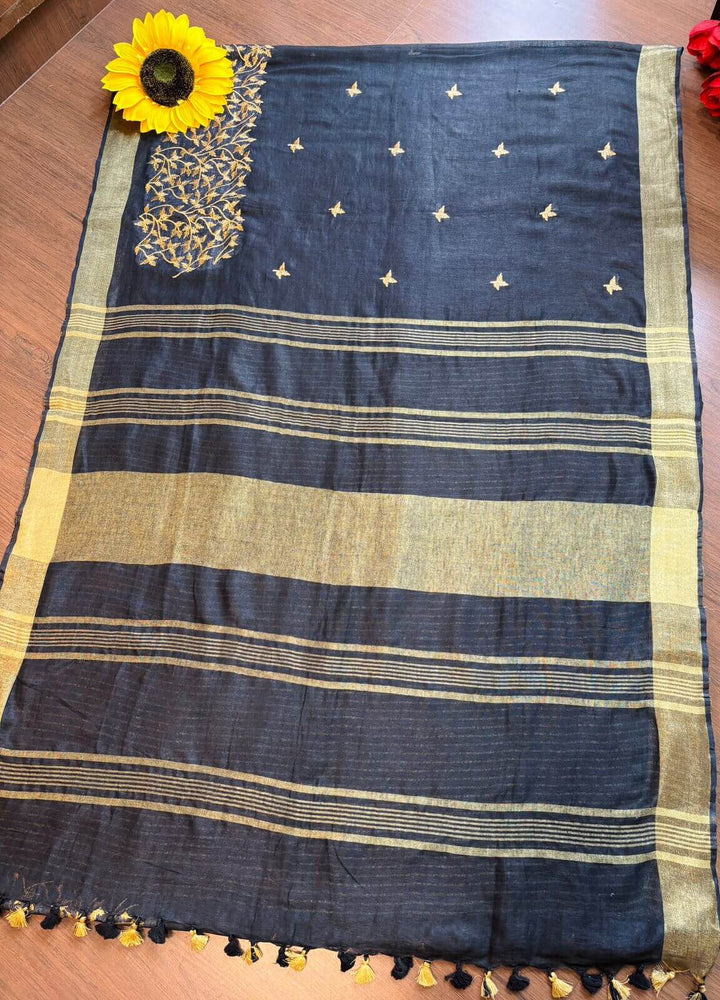 Forever Black - Pure Linen Saree