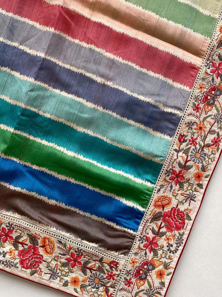 Pastel Raga Tussar Silk Saree