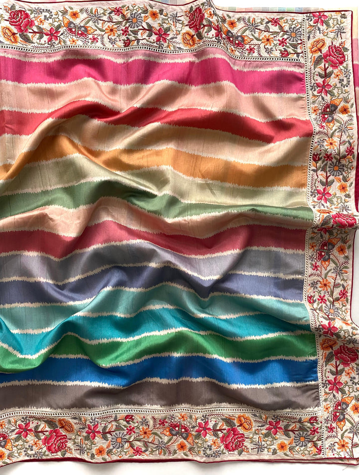Pastel Raga Tussar Silk Saree