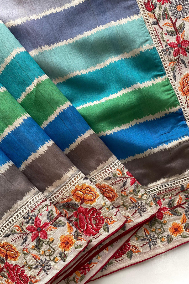 Pastel Raga Tussar Silk Saree