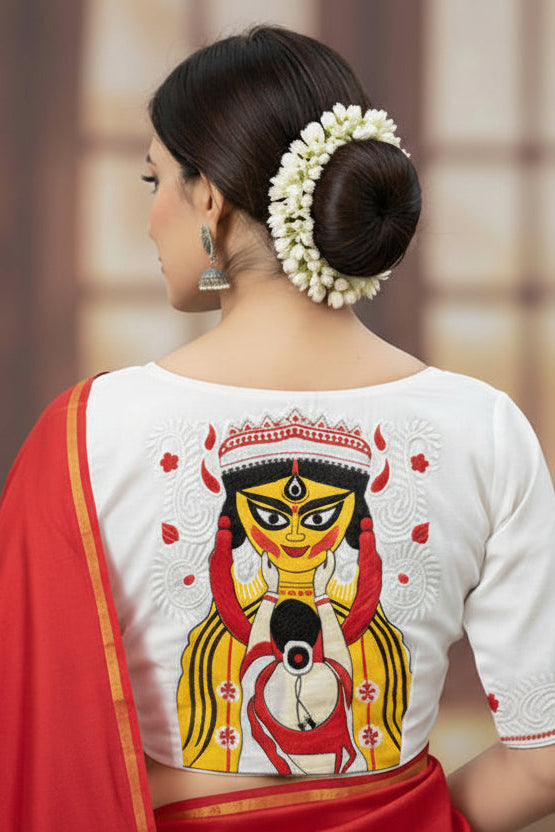 Devi Durga Biday Boron (দেবী দুর্গা বিদায় বরণ )Designer Traditional Blouse