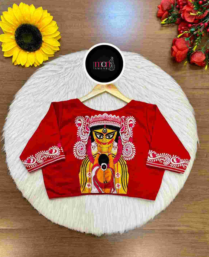 Devi Durga Biday Boron (দেবী দুর্গা বিদায় বরণ )Designer Traditional Blouse