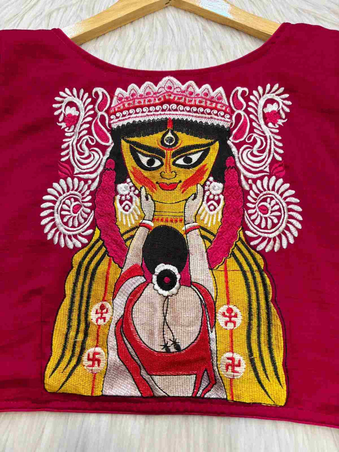 Devi Durga Biday Boron (দেবী দুর্গা বিদায় বরণ )Designer Traditional Blouse (Pink)