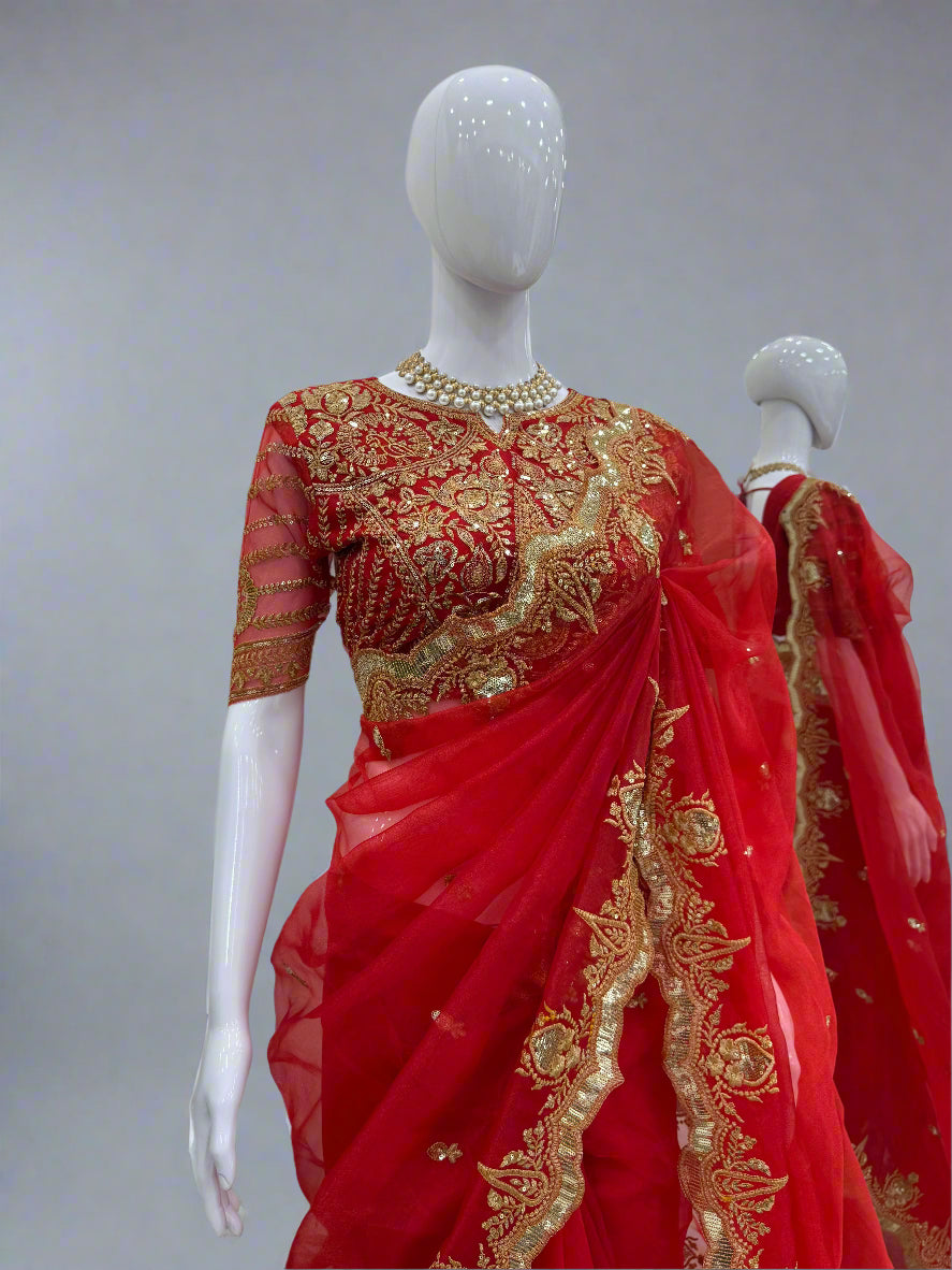 Red Affair Organza Silk Saree