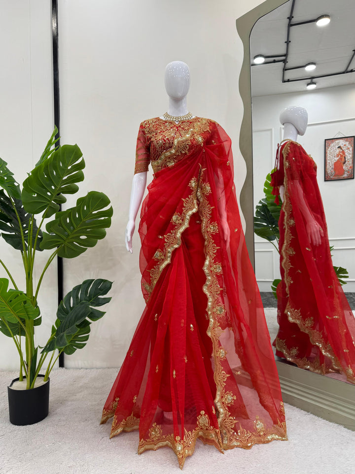 Red Affair Organza Silk Saree