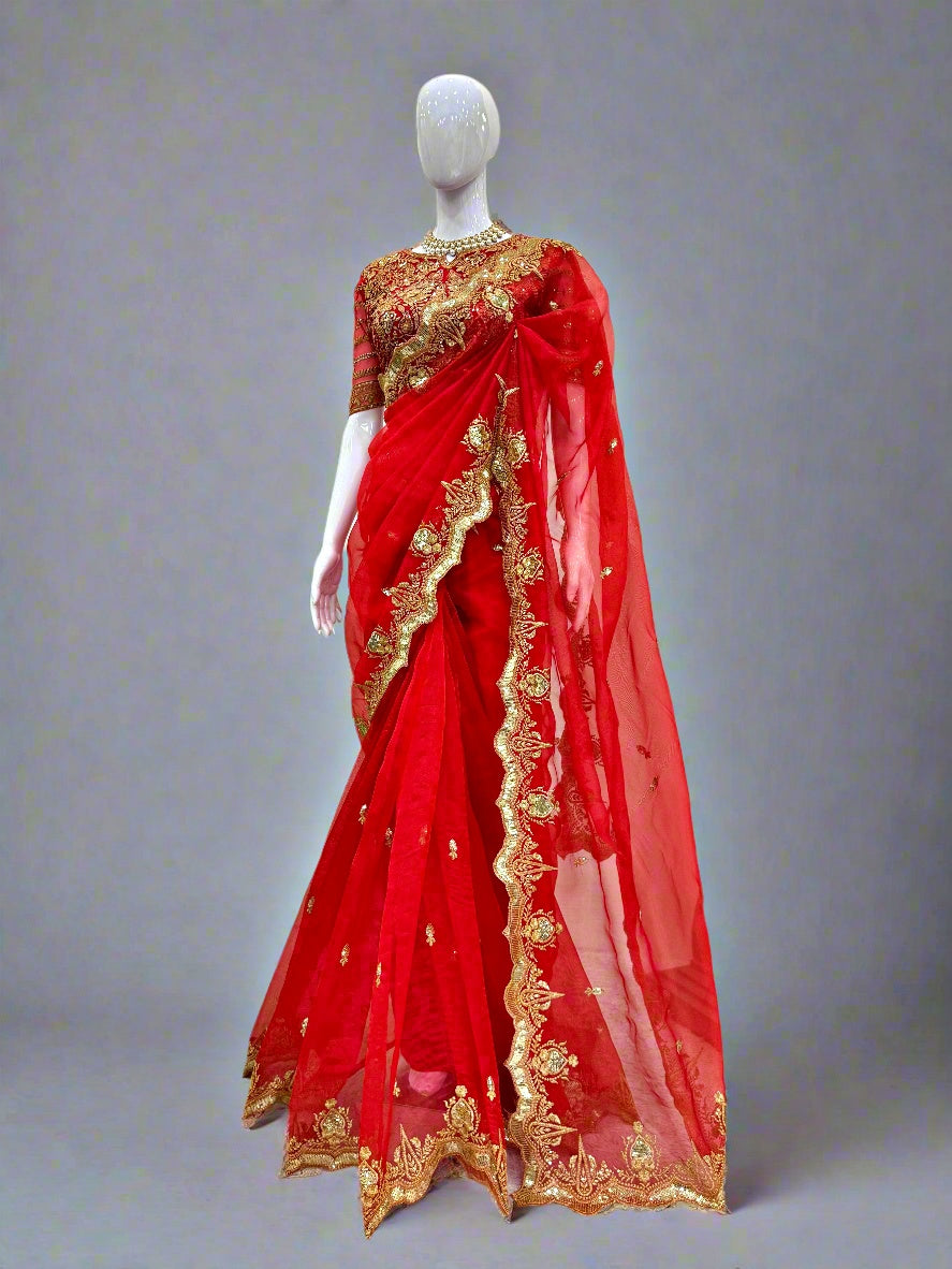 Red Affair Organza Silk Saree