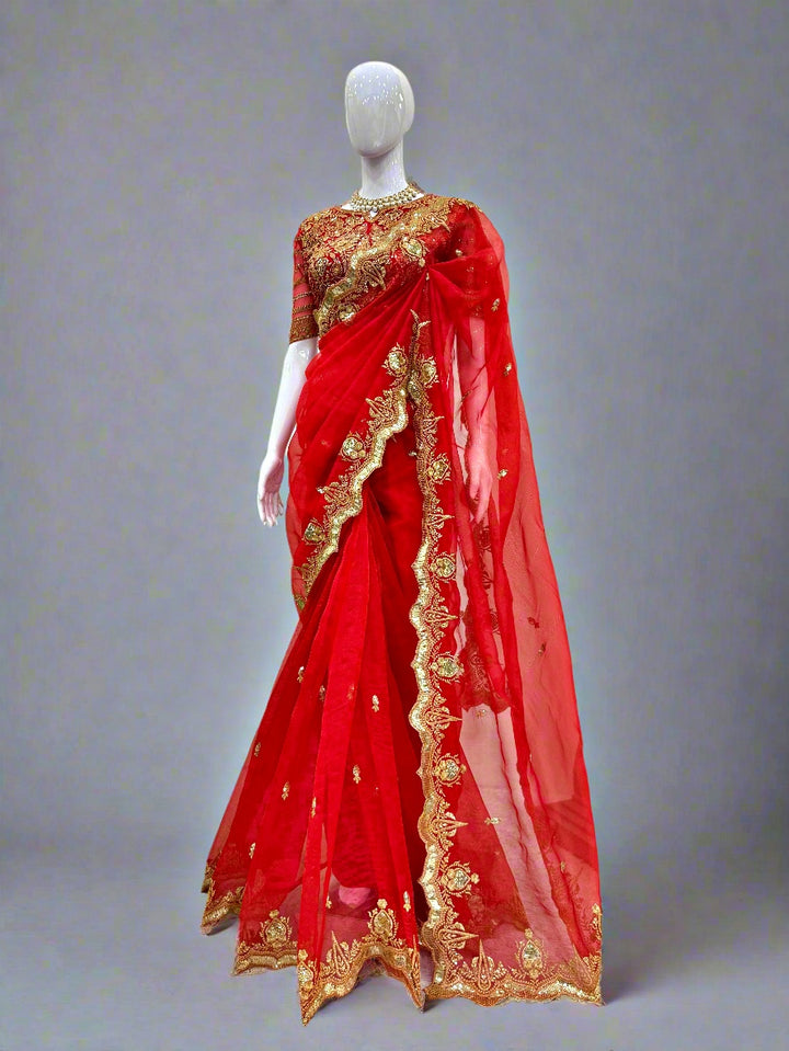 Red Affair Organza Silk Saree