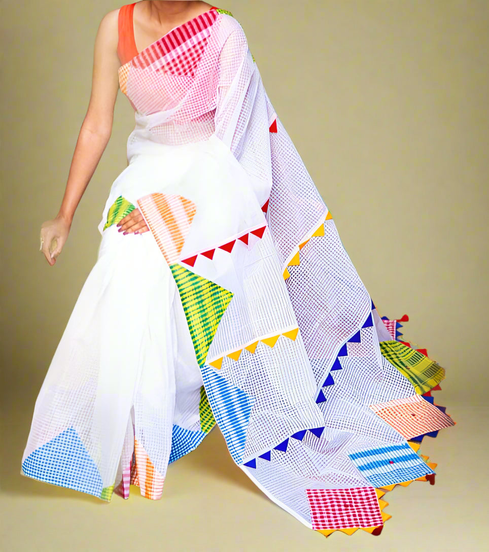 Shitol Bonolata Reshom Kota Applique Saree