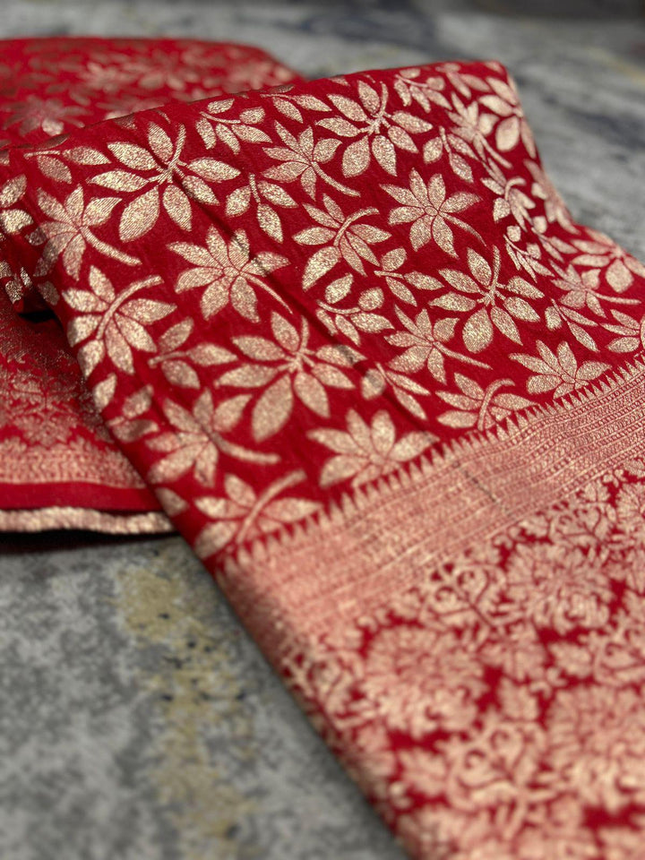 Cool Forest Vine Crepe Khaddi Silk Saree