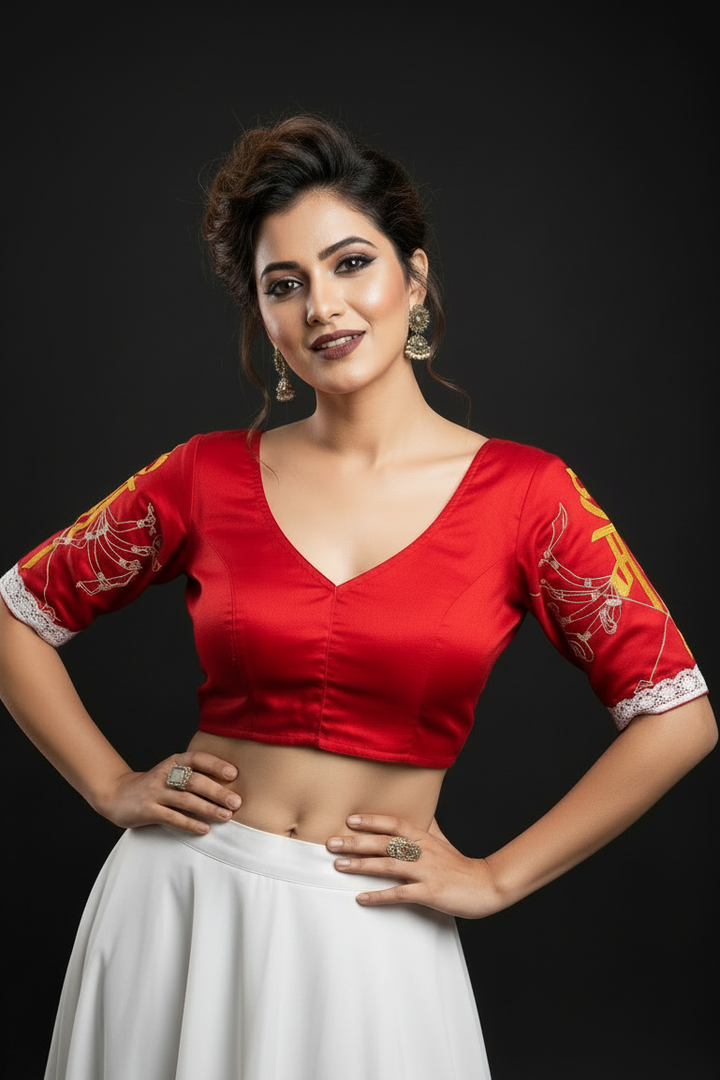 Dhunuchir Chhondo ( ধুনুচির ছন্দ)-Designer Blouse For Durga Puja