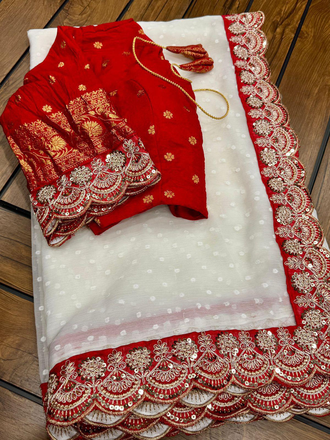 Durga Puja Special Georgette Silk Saree